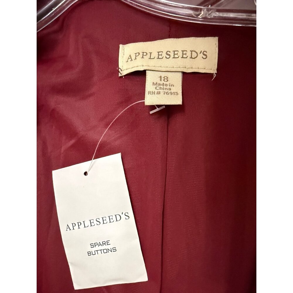 Appleseeds Blazer Womens Maroon Wine Jacket Herringbone Career Work Plus NEW 18 - Picture 7 of 8
